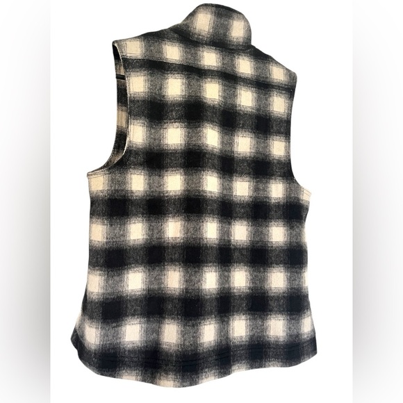 Laju Women's Black and White Plaid Wool Zip-Up Vest Sherpa Lining, Women’s Sz S - Picture 4 of 13